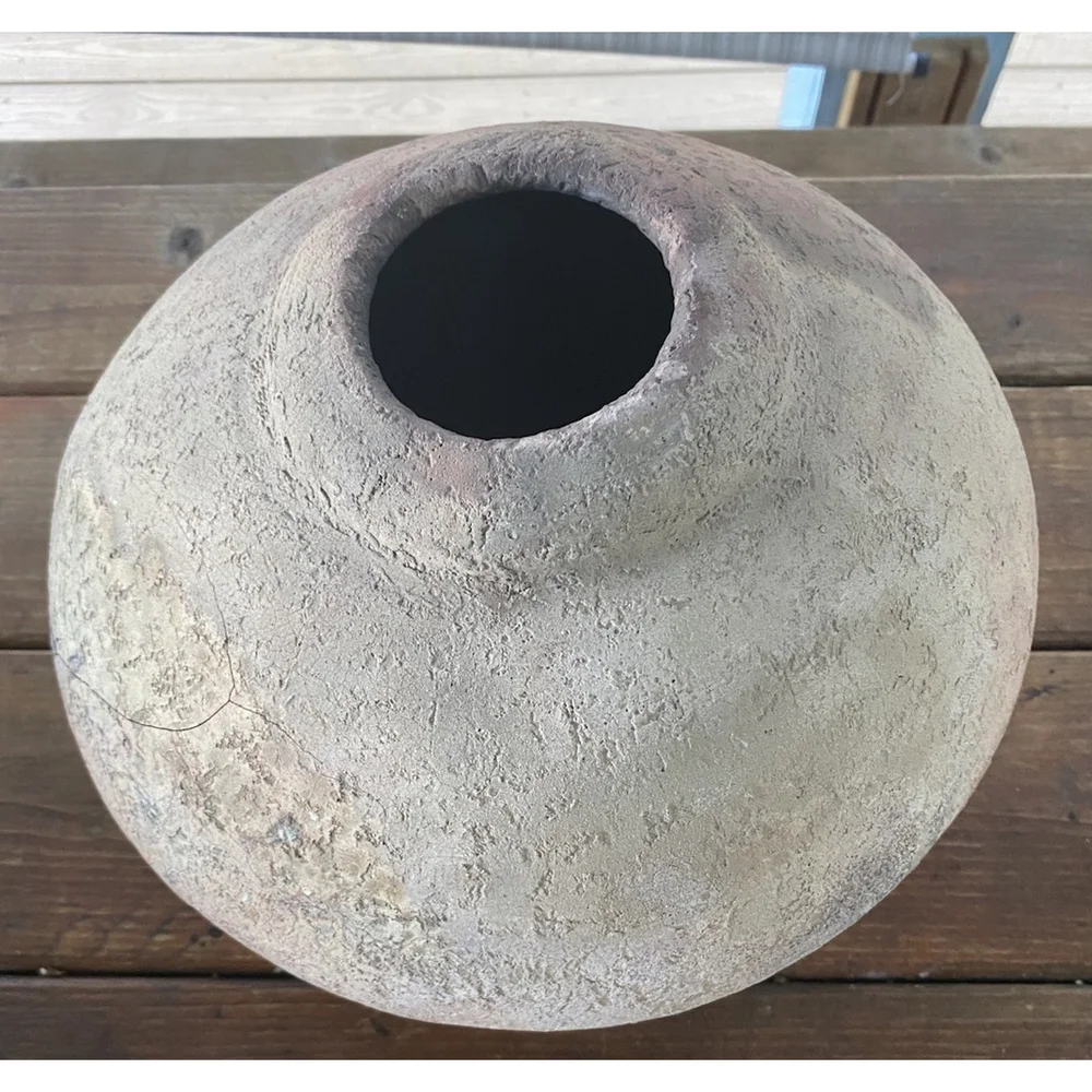 Studio Art Roku Pottery Large Round Vase, Signed—Vintage SW Earthy Pastels